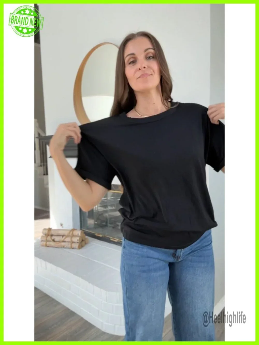 Oversized T-Shirts 3 Pack Dolman Drop Sleeve Soft Stretch Crew Neck Tee